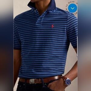 NWOT Polo Ralph Lauren Men's Navy and Blue Striped Polo